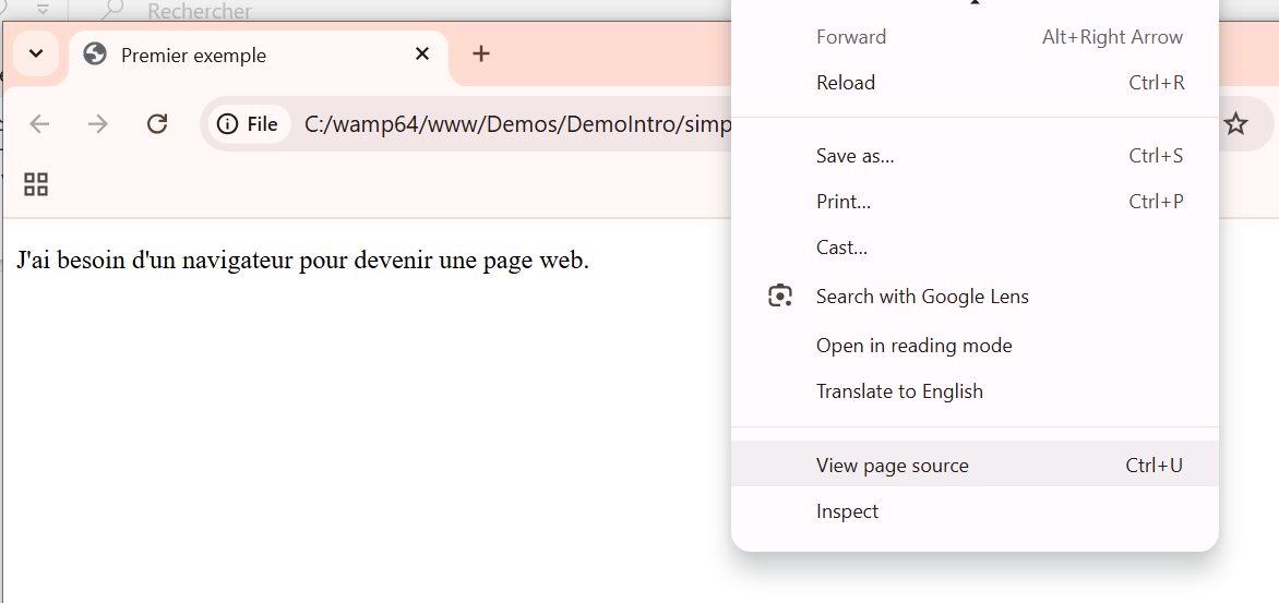Fichier simple.html dans VSCode.