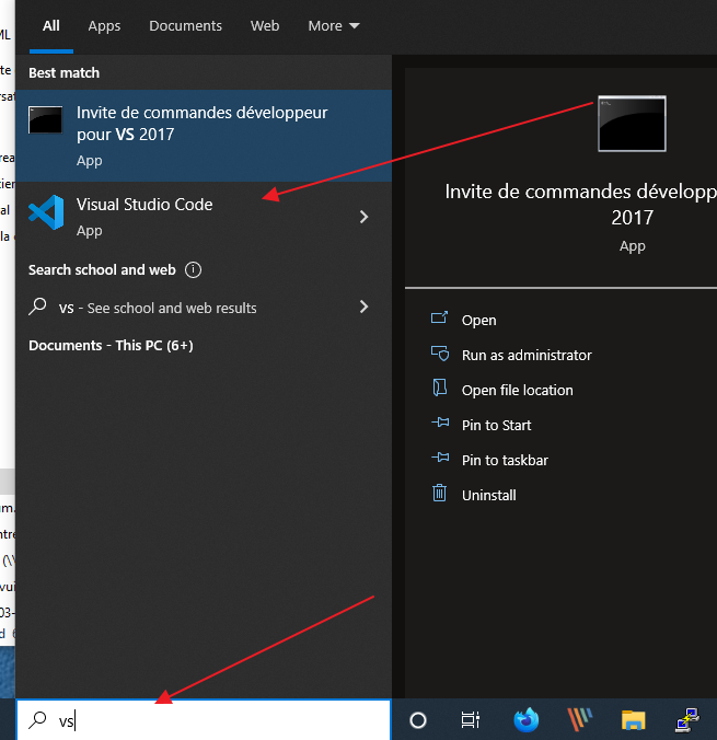 Choisir VSCode dans la liste de programmes.