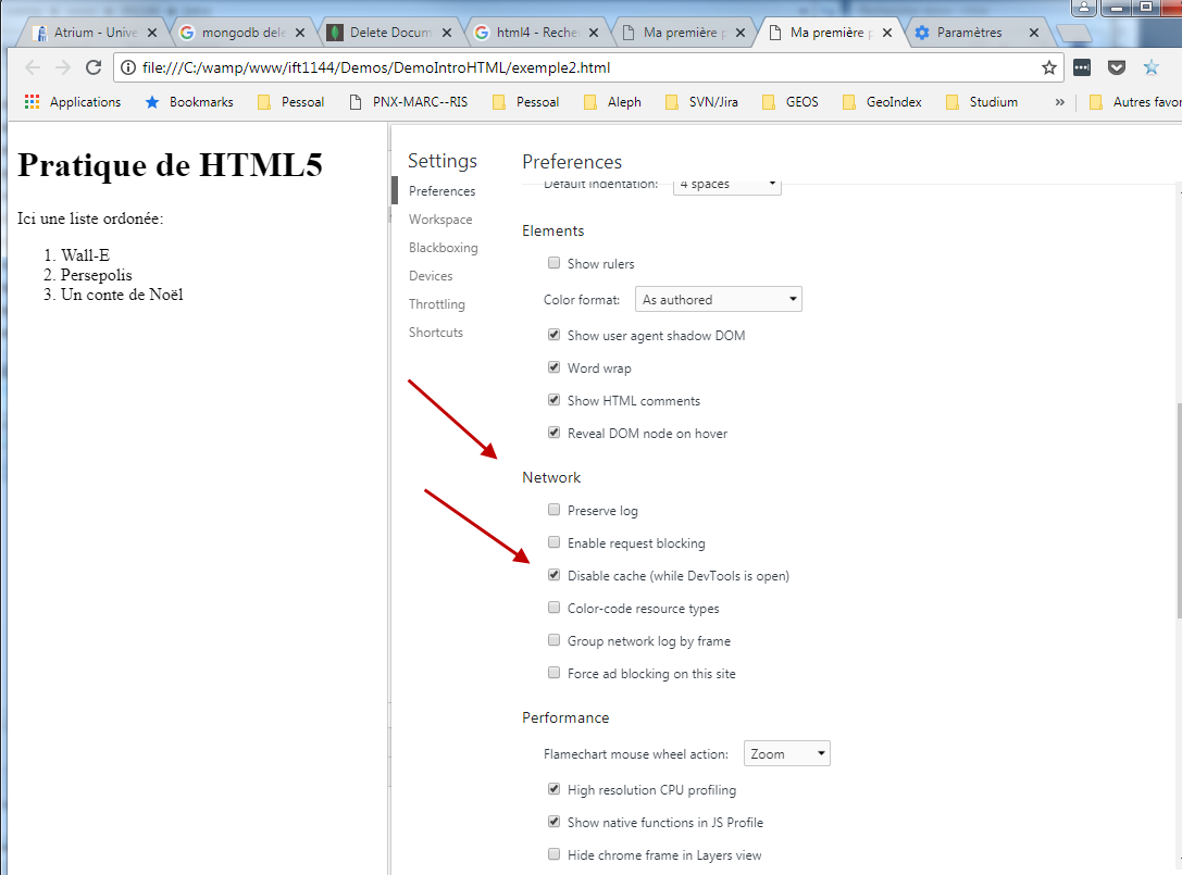Désactiver le cache dans Chrome